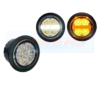 Flush Fit White LED Button Marker light + Amber Strobe BOW9989182