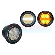 Flush Fit White Round LED Button Marker light + Amber Strobe