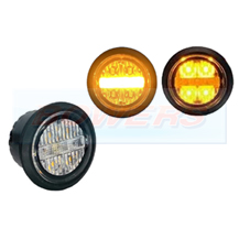 Flush Fit Amber Round LED Button Marker light + Amber Strobe