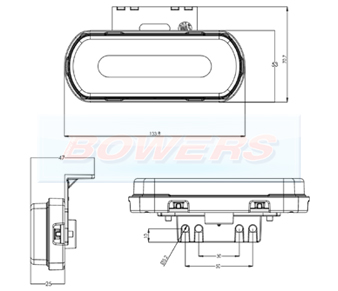 WAS W240 12v/24v Red LED Marker Light Lamp With Down Light Perimeter ...