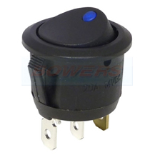 12v/24v LED Illuminated Round Rocker Switch (Blue)