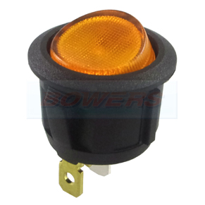 12v Fully Illuminated LED Round Rocker Switch (Amber)