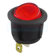 12v Fully Illuminated LED Round Rocker Switch (Red)