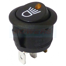 12v/24v LED Illuminated Round Rocker Switch (Amber) With Dipped Beam Headlight Symbol