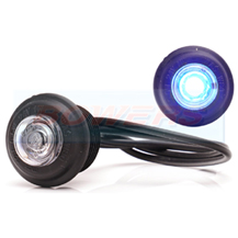 WAS W80 Round Blue/Clear LED Button Marker Light