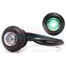 WAS W80 Round Green/Clear LED Button Marker Light